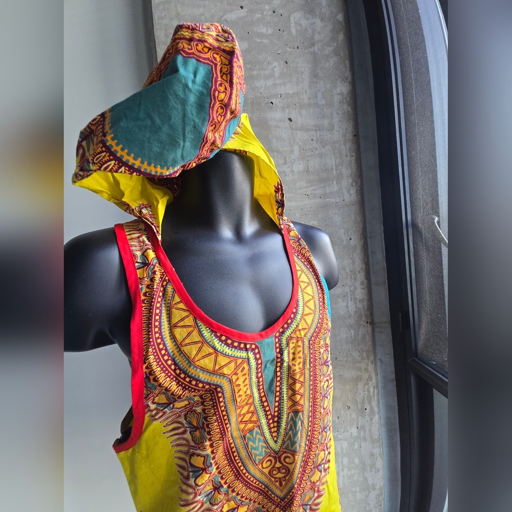 marchal's designs dashiki tank top with hood sz L